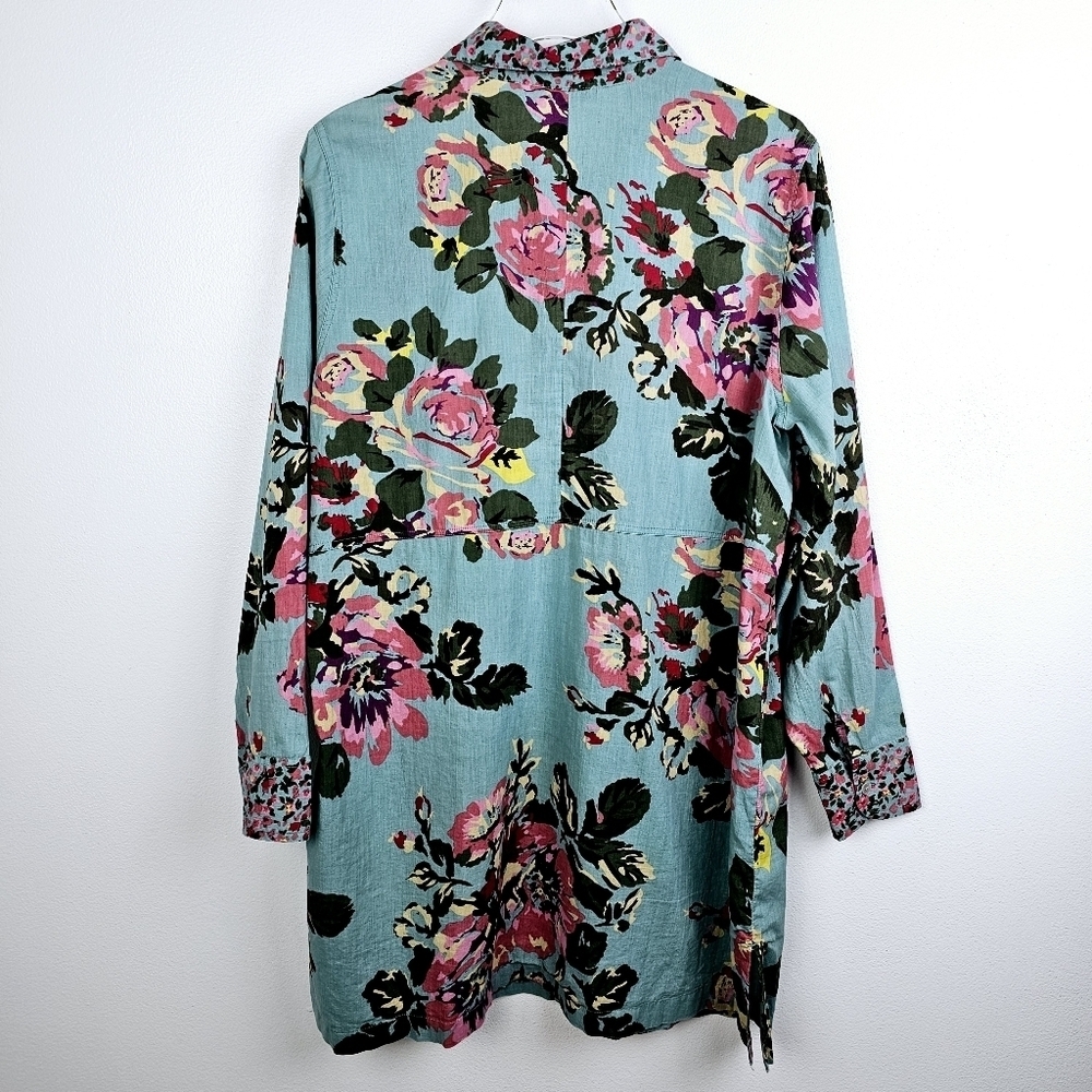 Soft Surroundings 2AK54 Scattered Roses Floral Tunic Shirt Large - Picture 4 of 9